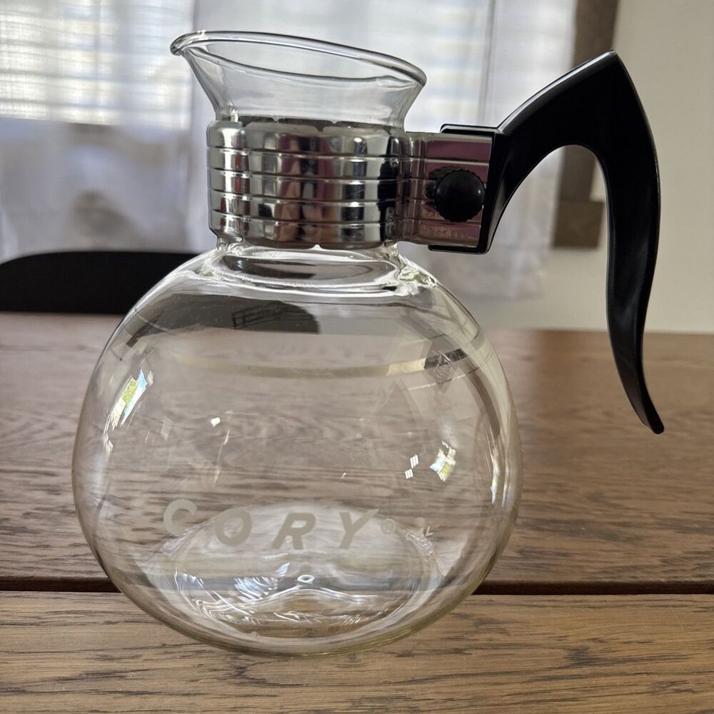 Vintage CORY CAL Replacement Coffee Pot Glass White Stripes 8 Cups MCM
